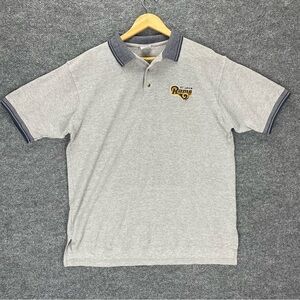 St. Louis Rams Polo Shirt Men’s L Vintage 90’s True Fan Waffle Knit Embroidered